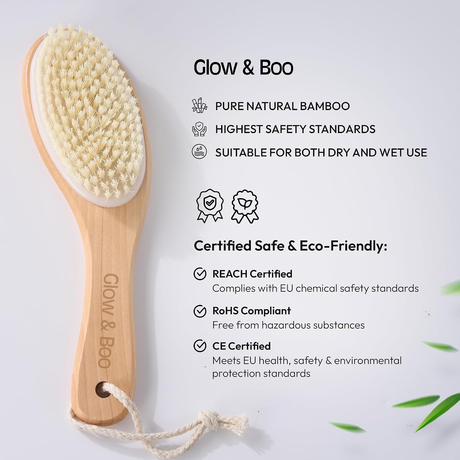 Dry Body Brush for Shower & Bath – Bamboo Exfoliating Brush for Dry or Wet Use – Full Body Skin Care for Legs, Back, Arms, Cellulite & Lymphatic Drainage