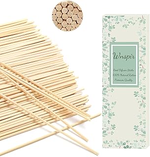 Wnspir100PCS Reed Diffuser Sticks，9 Inch Rattan Wood Sticks Natural Rattan Essential Oil Aroma Refill Wood Sticks for Spa, Fragrance, Aromatherapy (Natural Color 9inch)