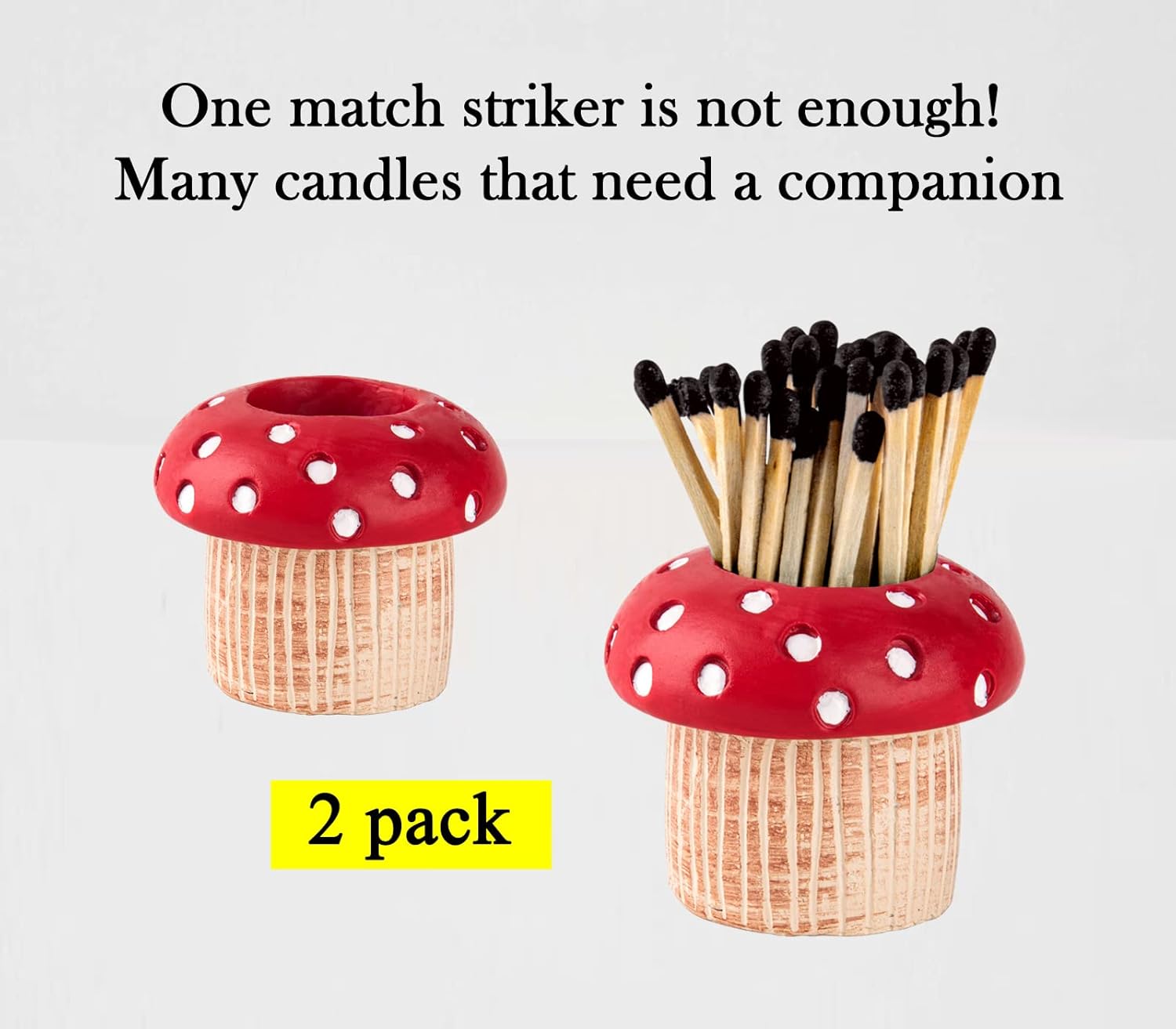 Mushroom Match Holder With Striker 2 Décor Match Striker Jar Cute Match Jar With Striker Decorative Matches In A Jar Fancy Matches Jars