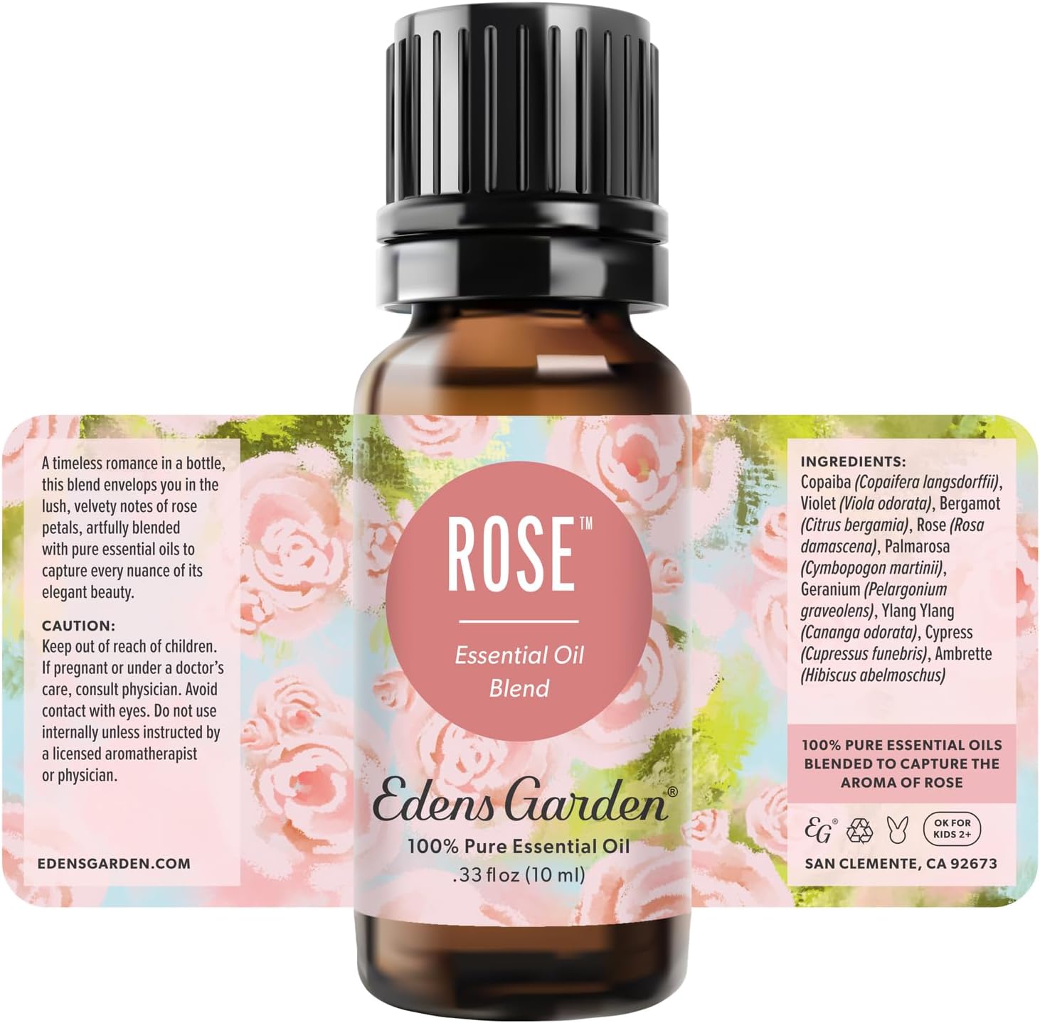 Edens Garden Rose Essential Oil Blend – 100% Pure Therapeutic Grade, Aromatherapy, Relaxation, Skin Therapy, Clean Perfume & Fragrance Alternative, Floral Aroma for Diffusers & DIY 10 ml (.33 fl oz)