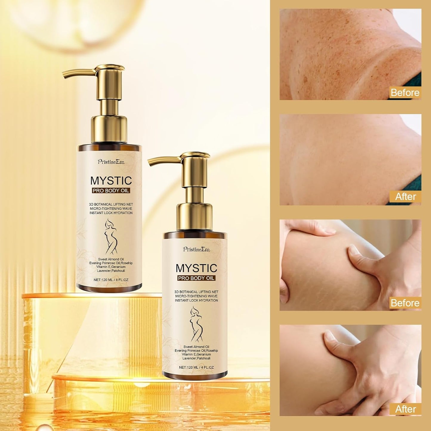 Mystic Body Firming Oil Deep Lasting Hydration and Firming Skin for Full Body Skin Tightening Body Oil After Shower 4.23 fl oz (Lavender)