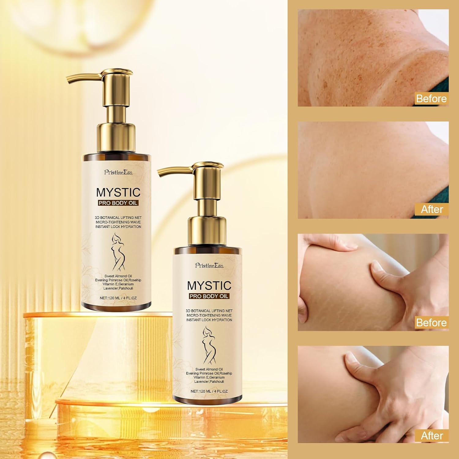 Mystic Body Firming Oil Deep Lasting Hydration and Firming Skin for Full Body Skin Tightening Body Oil After Shower 4.23 fl oz (Lavender)
