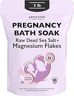 Aromasong Pregnancy Bath Soak 3 LB - 100% Pure Magnesium Flakes with 21 Essential Dead Sea Minerals and Natural Lavender - Better Absorbing Than Epsom Salt