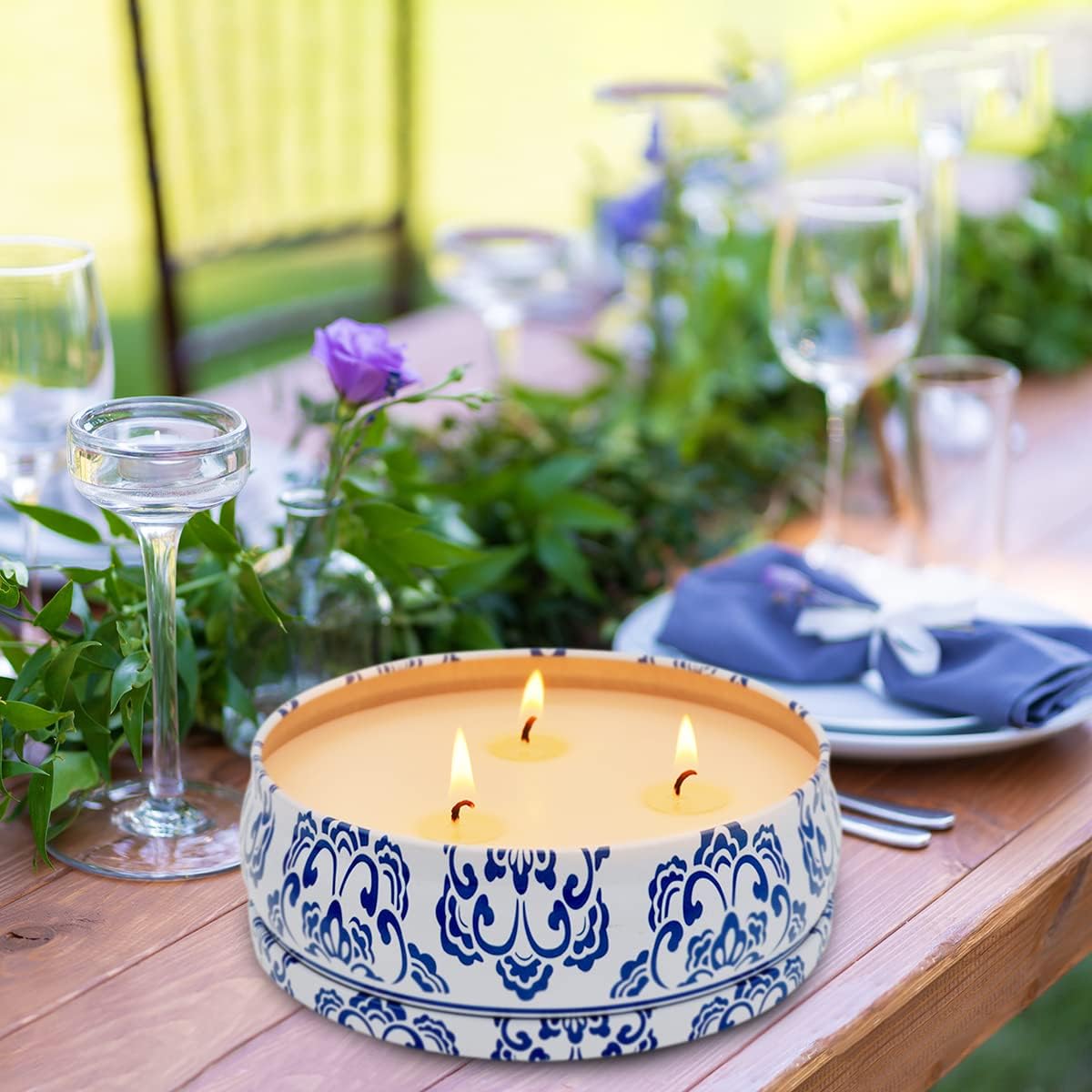 Large Citronella Candles Outdoor and Indoor, 3 Packs 13.5oz 3-Wick Soy Wax Portable Travel Tin Candle for Home Garden Patio Yard Balcony and Summer Gift