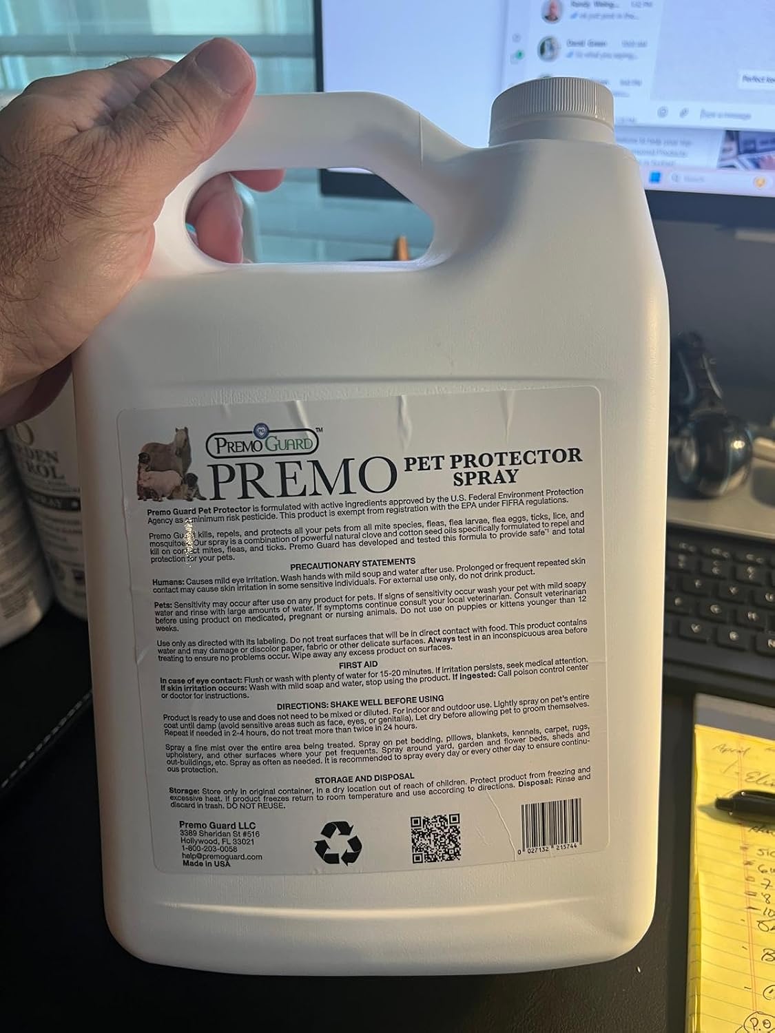 Premo Guard Pet Protector Spray - 128 oz - Kills Mites, Fleas, Ticks, & Mosquitoes - for Dogs, Cats, & Home - Natural Plant Based Oils for Control, Prevention & Treatment - Family Safe