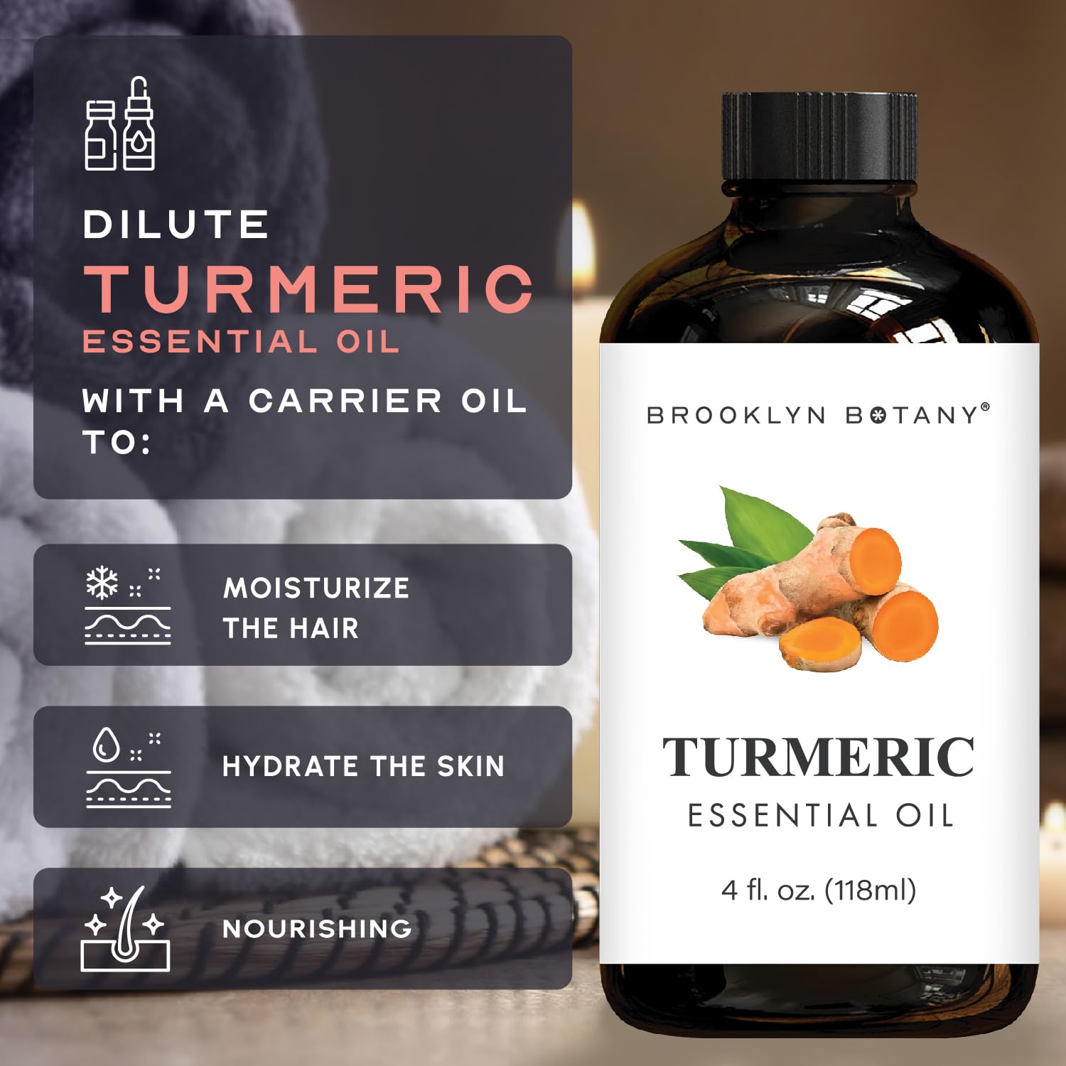 Brooklyn Botany Grapefruit & Turmeric Essential Oils – 4 Fl Oz (Pack of 2) – 100% Pure & Natural – Uplifting & Warm Aromatherapy Blend