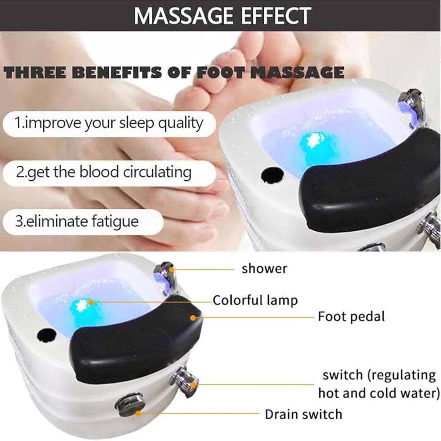 Footbath Foot Soak Tub,Pedicure Sink with Heat and Massage Pedicure, Massage Equipment Home Foot Bath Special for Hotel Foot Bath for Foot Soaking