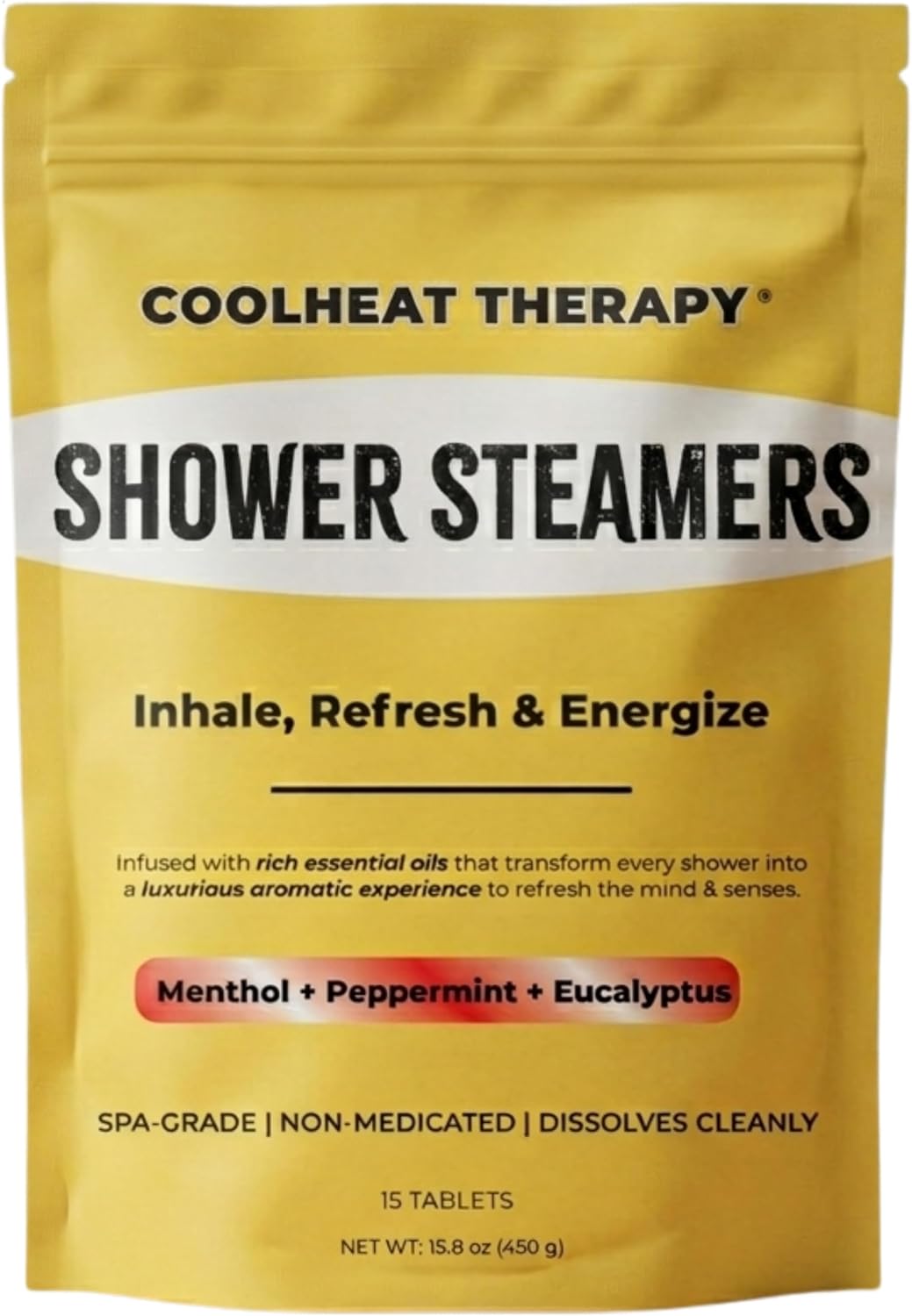 Aboniki COOLHEAT Therapy Shower Steamers (15 Tablets) – Menthol, Peppermint & Eucalyptus Aromatherapy Blend – Natural Energy Boost & Sinus Relief Steamers – Spa-Grade Self-Care Gifts for Men & Women