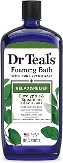Dr Teal's Foaming Bath with Pure Epsom Salt, Relax & Relief with Eucalyptus & Spearmint, 34 fl oz