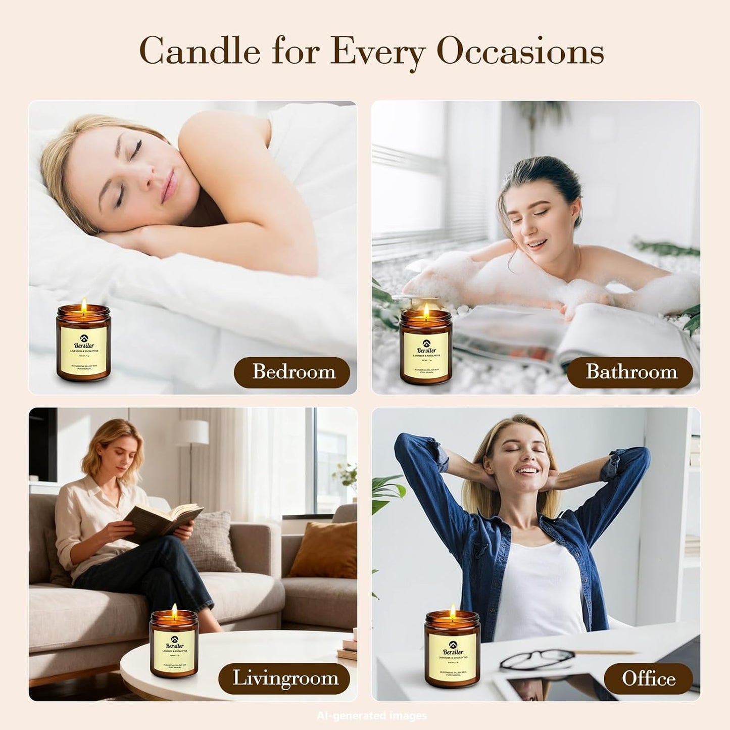 Aromatherapy Candles, Scented Candles, 7OZ Lavender Eucalyptus Candles Stress Relief and Relax for Home & Bedroom Gift for Women Birthday Christmas, Soy Wax Candle
