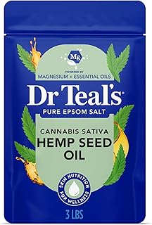 Dr Teal's Pure Epsom Magnesium Salt Soak, Cannabis Sativa Hemp Seed Oil, 3 lb