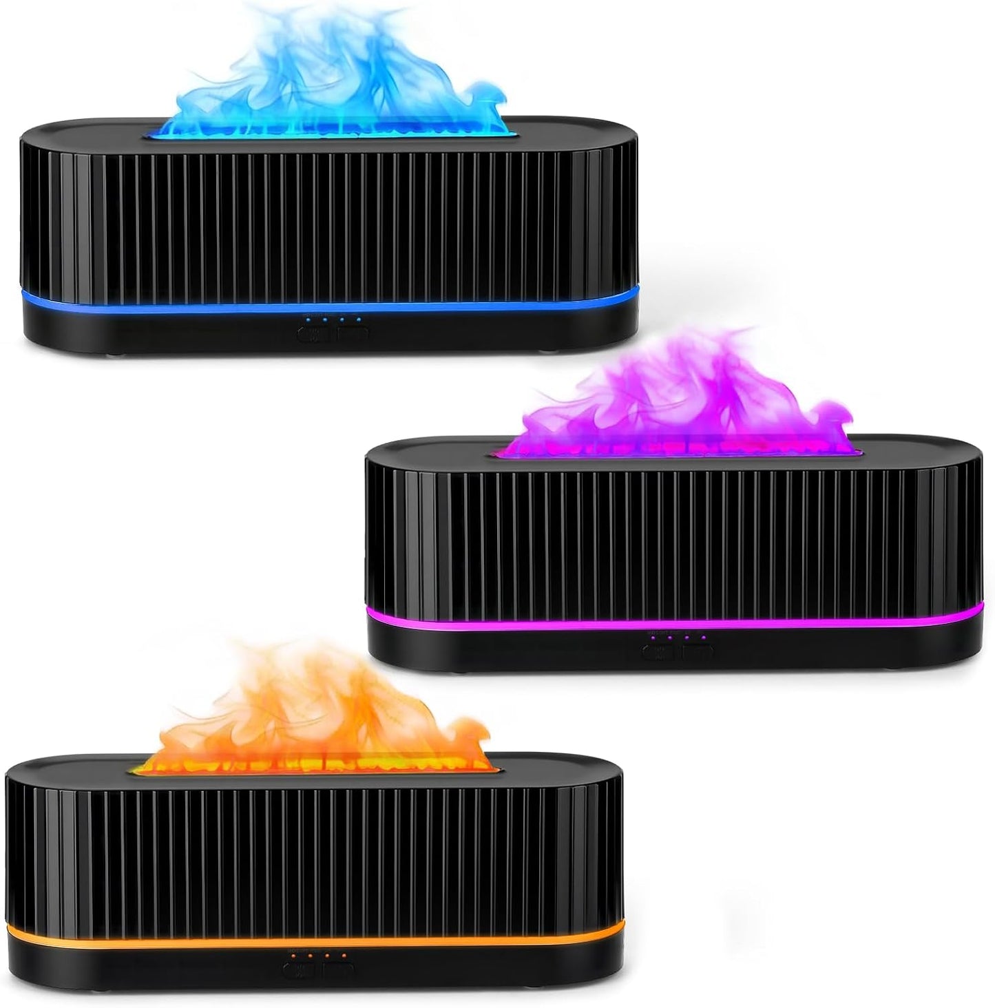 3 Pack Essential Oil Diffuser 7 Colors LED Light Flame Essential Oil Diffuser with Remote Control 260ml Ultrasonic Aroma Diffusers with Cool Mist for Home Bedroom Office Spa Yoga Room Gift,Black