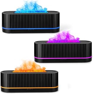 3 Pack Essential Oil Diffuser 7 Colors LED Light Flame Essential Oil Diffuser with Remote Control 260ml Ultrasonic Aroma Diffusers with Cool Mist for Home Bedroom Office Spa Yoga Room Gift,Black