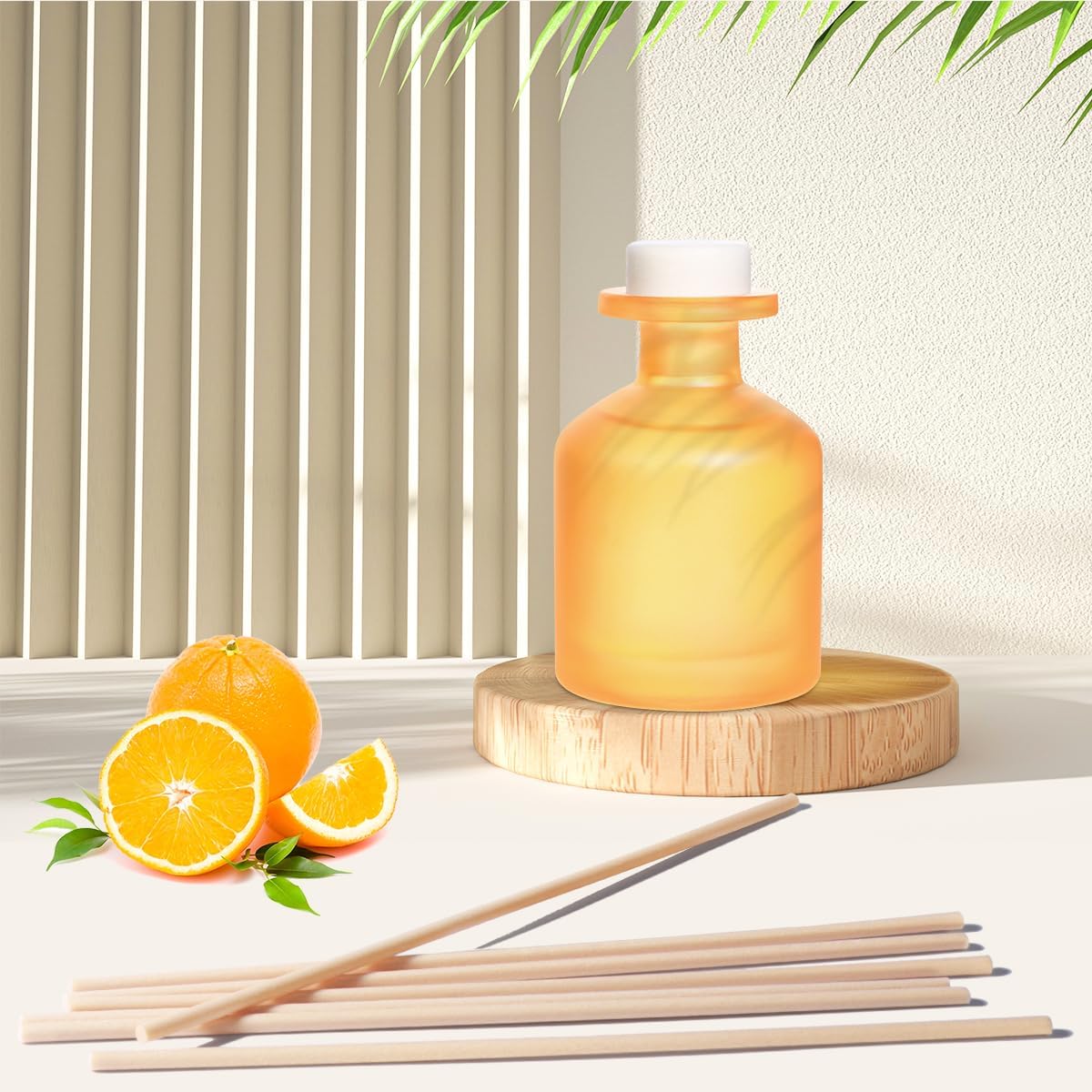 Reed Diffuser - Citrus 3.38oz (100ml) 1 Pack Essential Oil Reed Diffuser Set with 8 Sticks, Long Lasting Fragrance for Home, Bathroom, Bedroom, Room, Decor