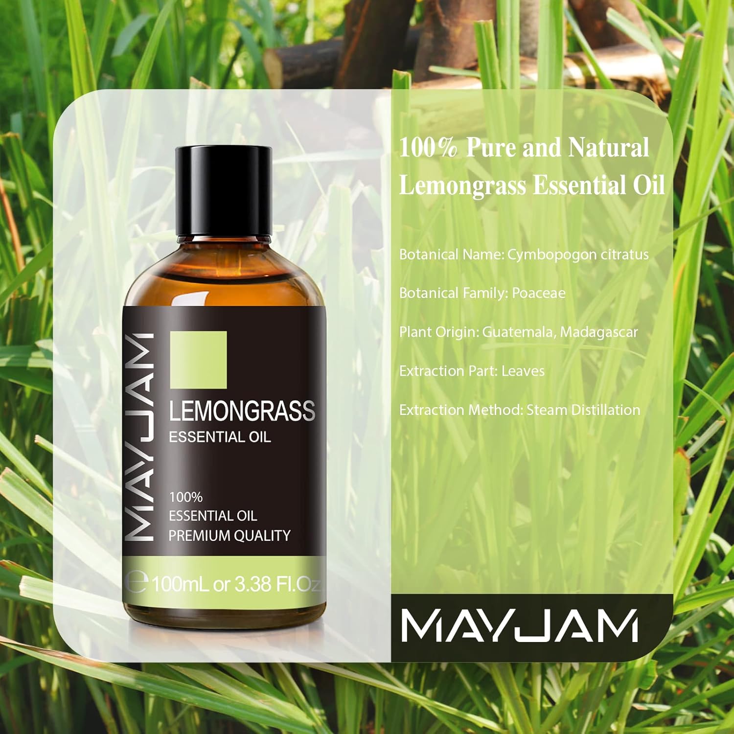 MAYJAM 100ML/3.38FL.OZ Lemongrass Essential Oil and Lemon Essential Oil