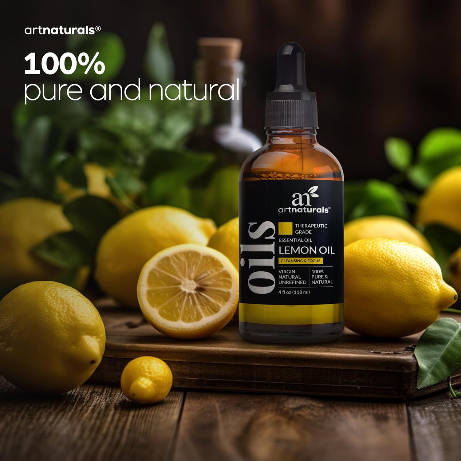 artnaturals Lemon Essential Oil (4.0 Fl Oz / 118ml) - 100% Pure Lemons Oils - Therapeutic Grade Best for Skin, Hair, Natural Solution, Aromatherapy & Diffuser