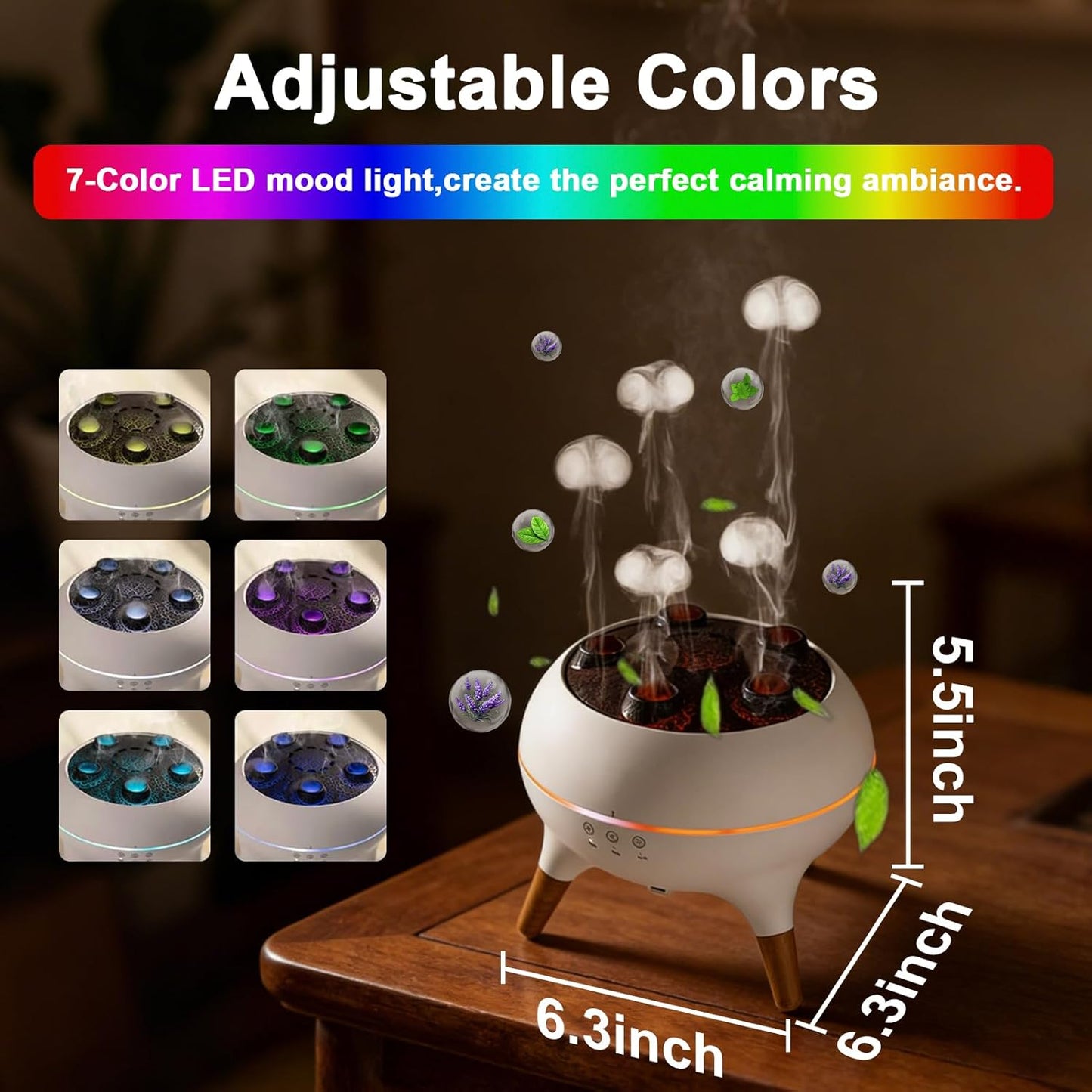 Essential Oil Diffuser 250ML,Jellyfish Diffuser Air Humidifiers Sound Pickup Ultrasonic Aromatherapy Diffuser Remote Control 7 Color Lights for Home Bedroom Office Hotel