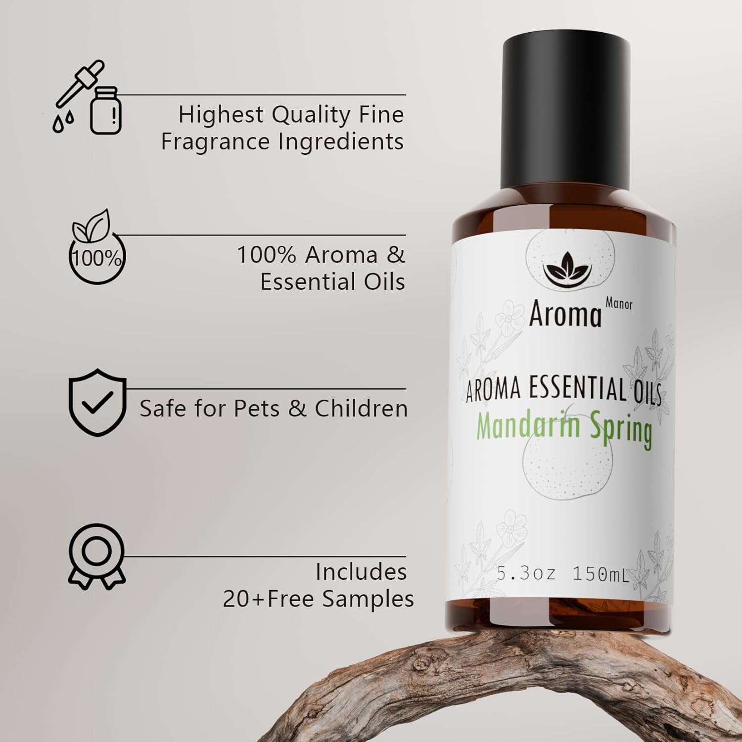 Hotel Diffuser Oil - Mandarin Spring Essential Oils for Scent Diffuser - Tangerine, Lime, Gardenia, Green Grass -Home Luxury Scents Aroma Fragrance for Home, Office