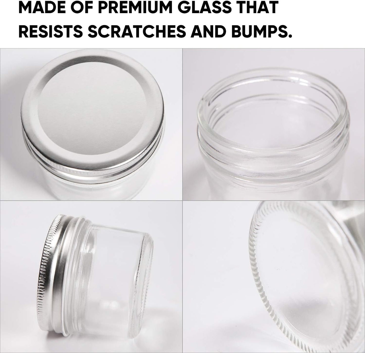Accguan 4oz Glass Jars With Lids(Silver),Mason Jars,Ideal For Honey,Jam,Wedding Favor,DIY Magnetic Mini Spice Jars For Kitchen,Set of 40