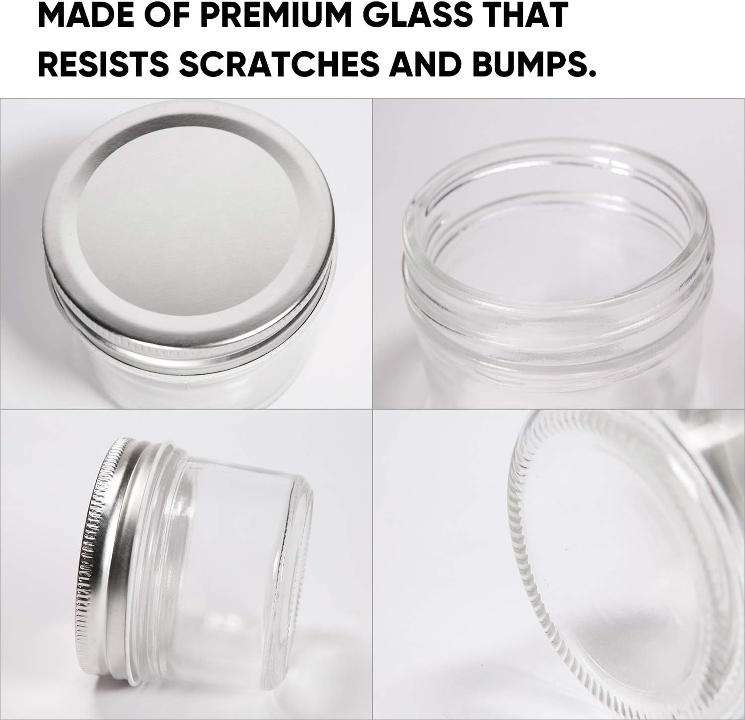 Accguan 4oz Glass Jars With Lids(Silver),Mason Jars,Ideal For Honey,Jam,Wedding Favor,DIY Magnetic Mini Spice Jars For Kitchen,Set of 40