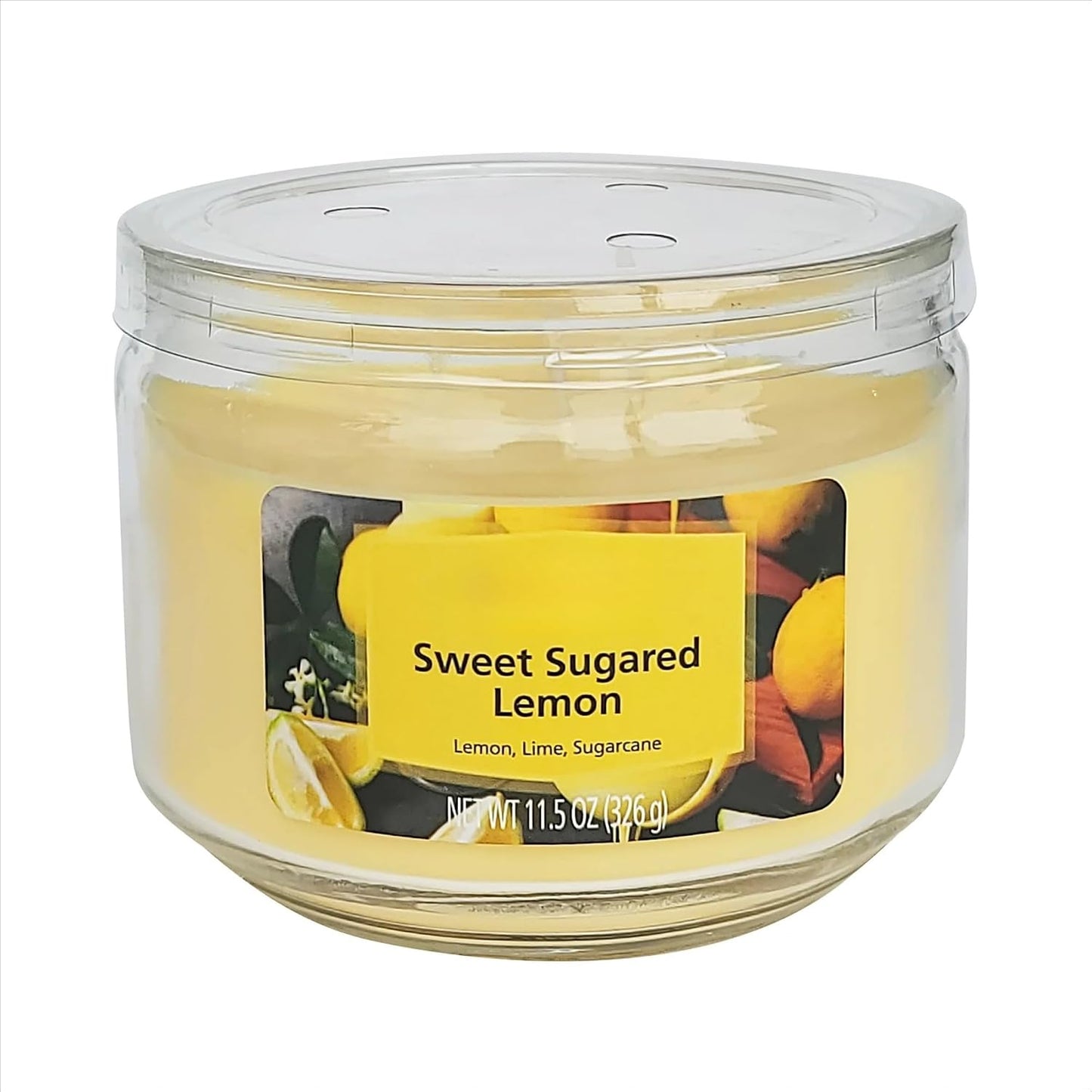 3-Wick Glass Jar Candle, Sweet Sugared Lemon, Yellow, 11.5 oz