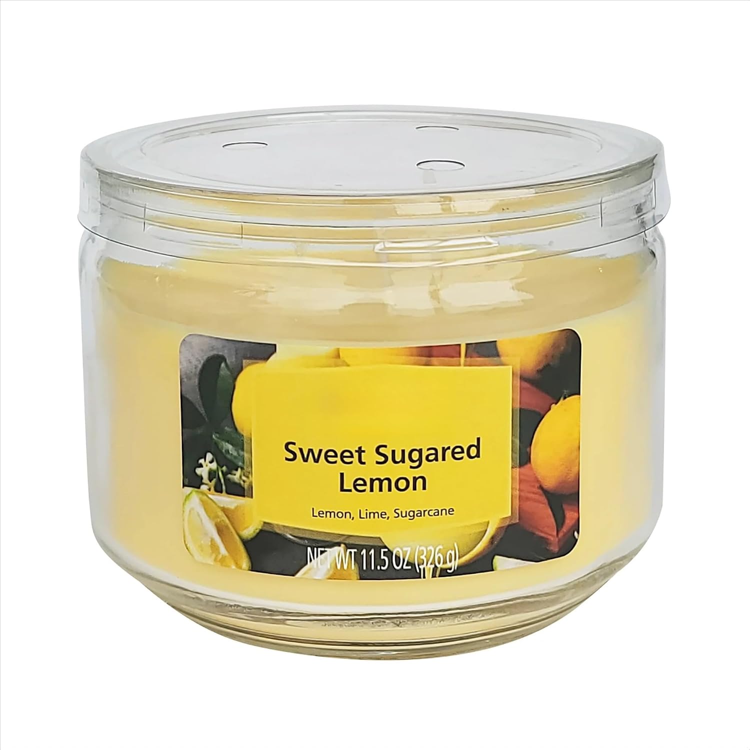 3-Wick Glass Jar Candle, Sweet Sugared Lemon, Yellow, 11.5 oz