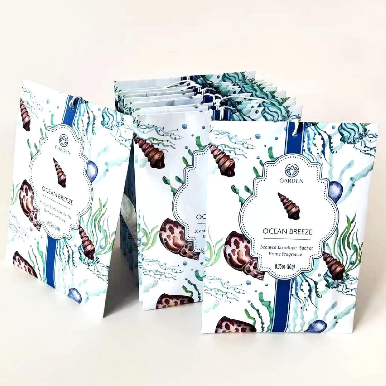 Ocean Breeze Scented Sachets - 12 Pack, Long-Lasting Home Fragrance Sachet Bags, Large Fresh-Scented Envelope Packets, Fragrant Sachets for Drawers and Closets