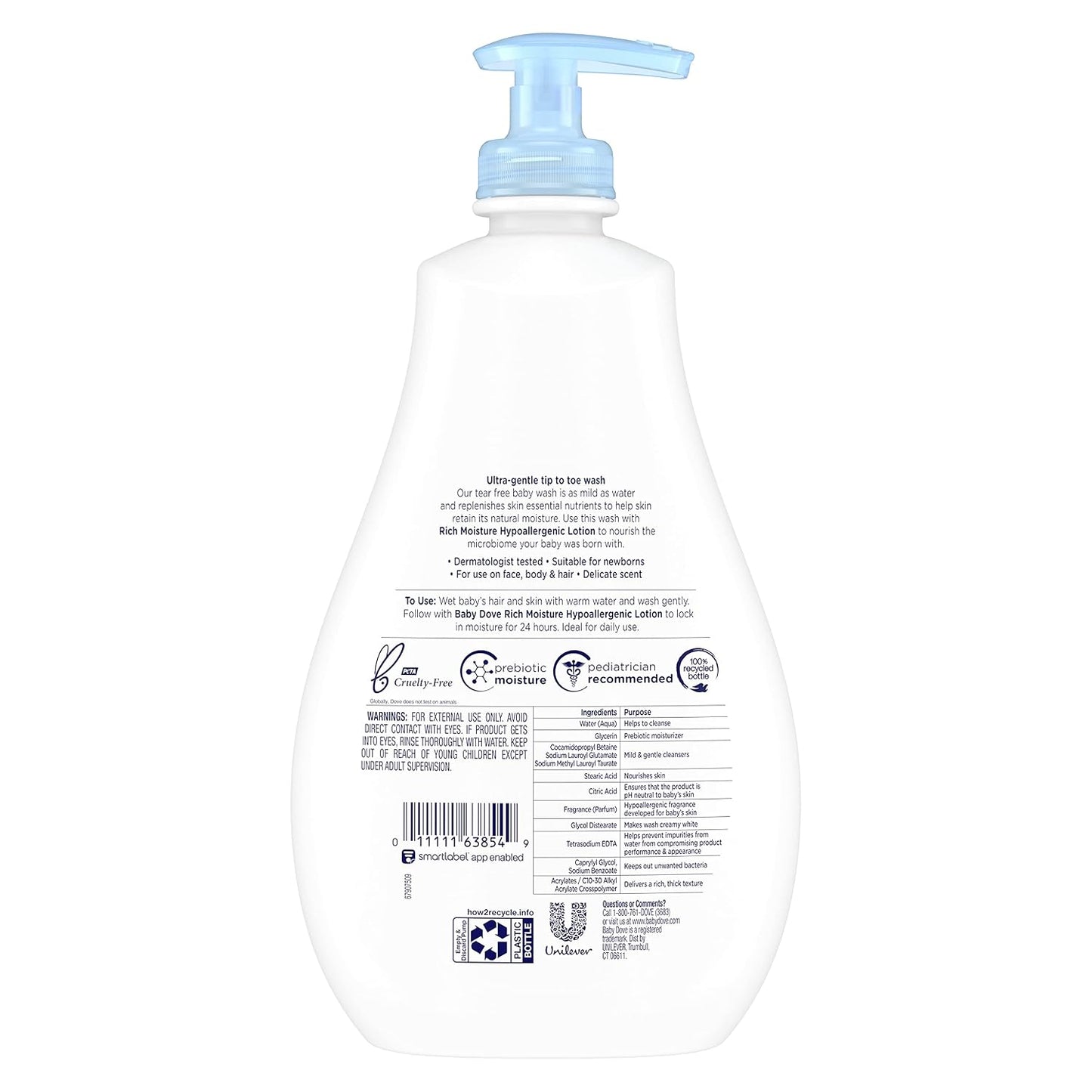 Baby Dove Sensitive Skin Care Baby Wash For Baby Bath Time Rich Moisture Tear-Free and Hypoallergenic, 20 oz (Packaging May Vary)