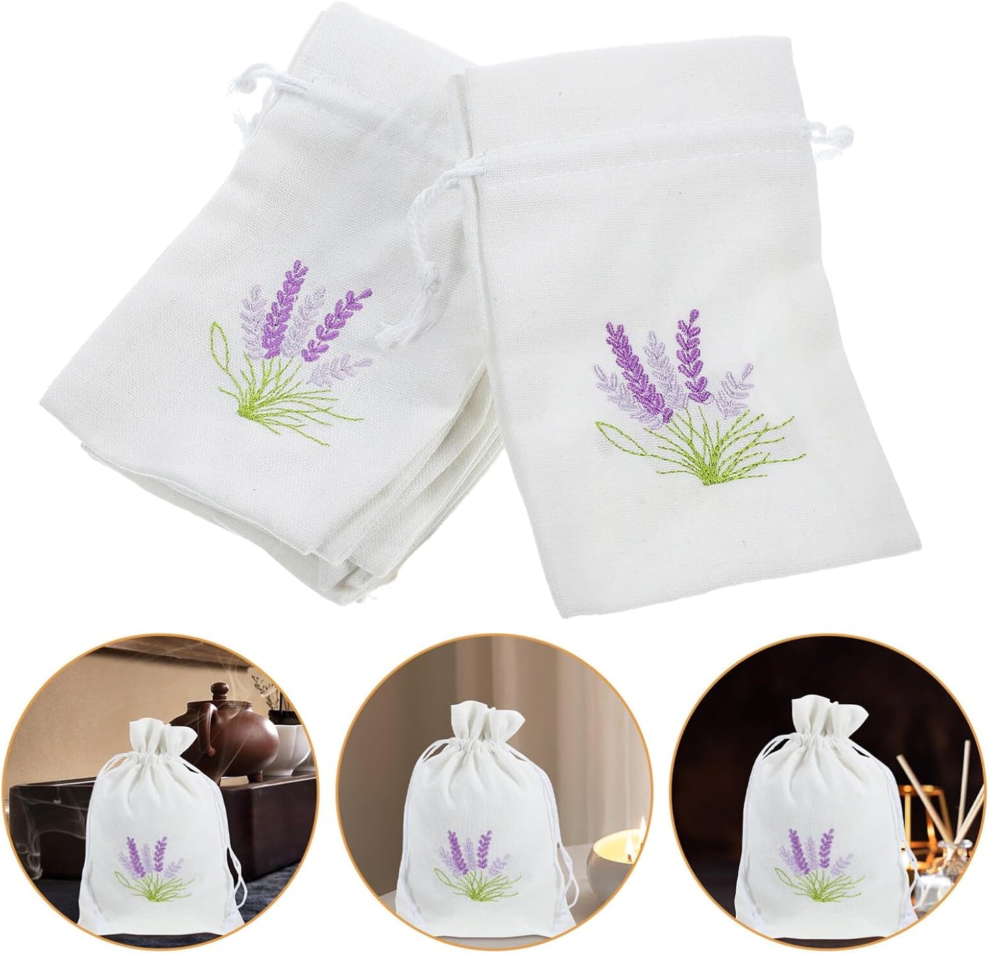 Kichvoe Sachet Bags Empty Cotton Drawstring Pouches 5.51X3.93In Refillable Lavender Sachet Bag for Home Fragrance Wedding Favor Jewelry Candy Storage Set of 10