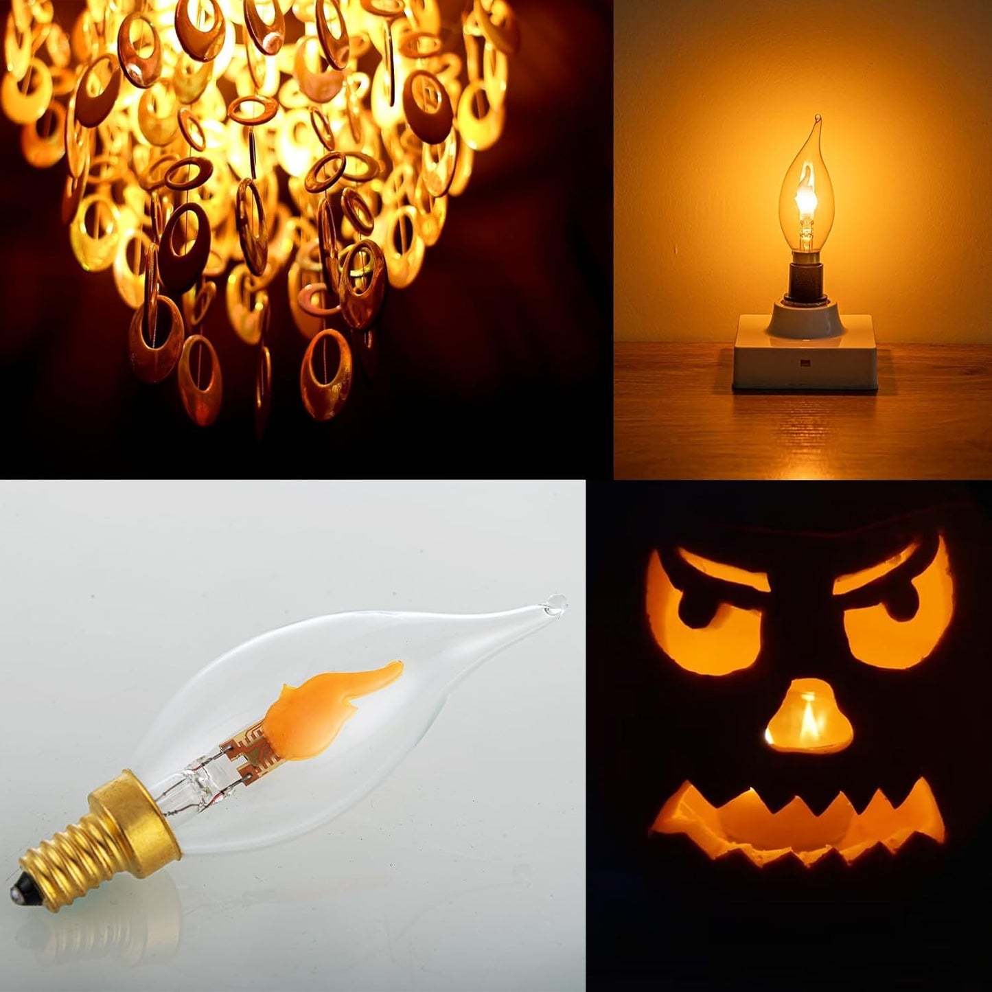 Sunaiony Flickering Flame Light Bulbs, E12 LED Flicker Candelabra Flame Effect Light Bulb for Decoration, Clear Glass CA11 Shape, 6 Pack