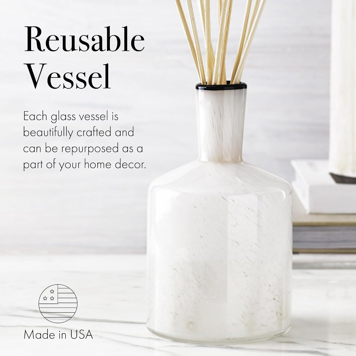 LAFCO New York Classic Reed Diffuser, Champagne - 6 oz, Pack of 2 - Up to 3 Months Fragrance Life - Reusable, Hand Blown Glass Vessel - Natural Wood Reeds - Made in the USA