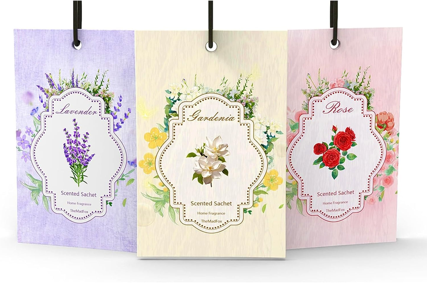 12 Packs Scented Sachets for Drawer and Closet, Long-Lasting Sachet Bags for Car & Bedroom, Home Fragrance Bags 3 Scents Option- Lavender Rose Gardenia
