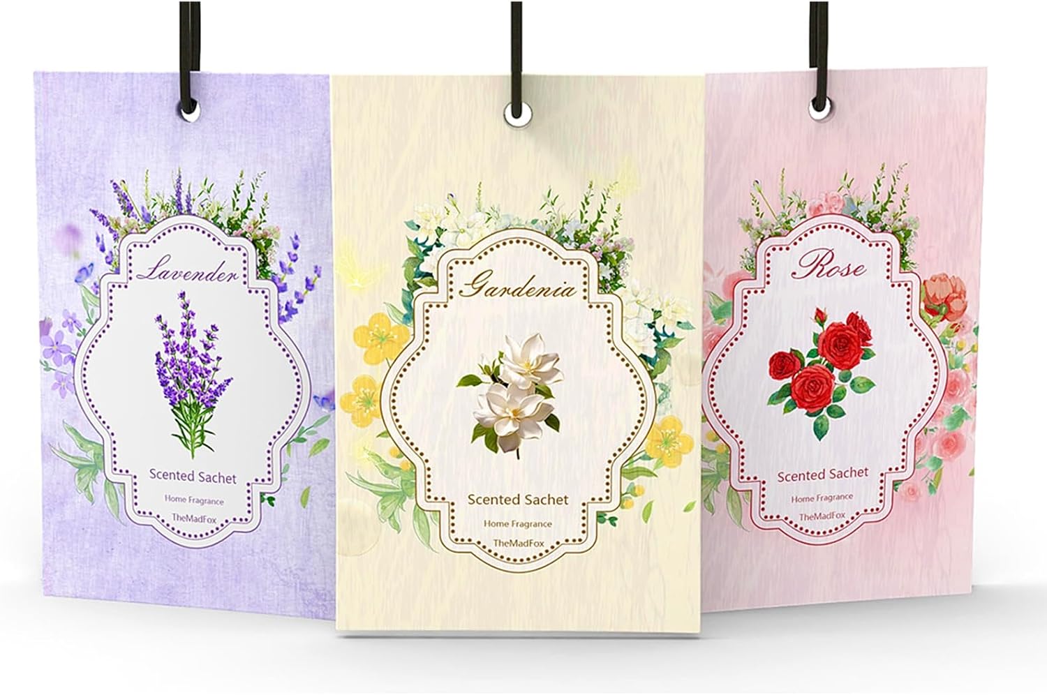 12 Packs Scented Sachets for Drawer and Closet, Long-Lasting Sachet Bags for Car & Bedroom, Home Fragrance Bags 3 Scents Option- Lavender Rose Gardenia