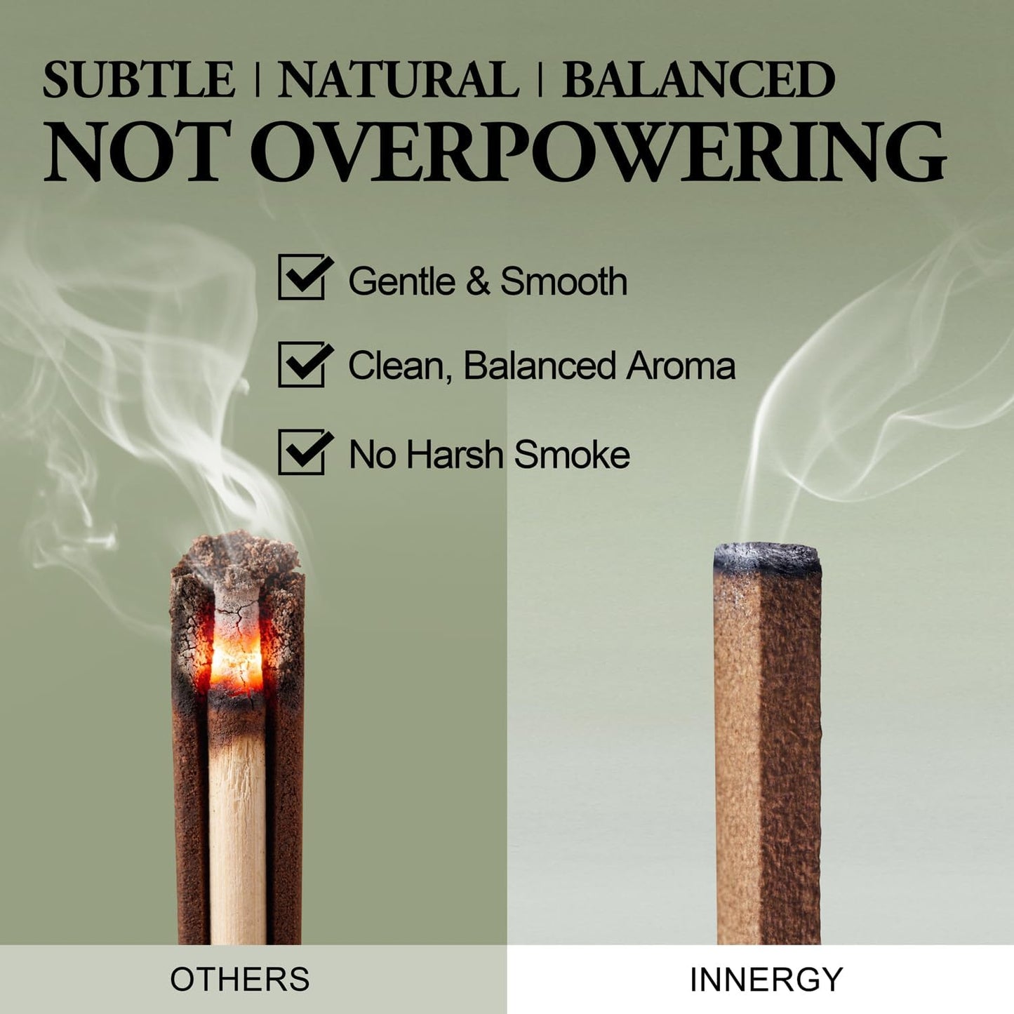 Innergy Cedarwood Incense Sticks, No Bamboo Core, Gift Set | 100% natural, no synthetic fragrance or dyes, cedarwood with sandalwood and agarwood, forest wood aroma, 20 count