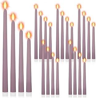 Rossesay 24 Pcs Flameless LED Taper Candles Battery Operated Candle 8.5", 9.65", 10.8", 12.8" Flameless Candlesticks Flickering for Christmas Church Wedding Indoor Decoration(Classic, Purple)