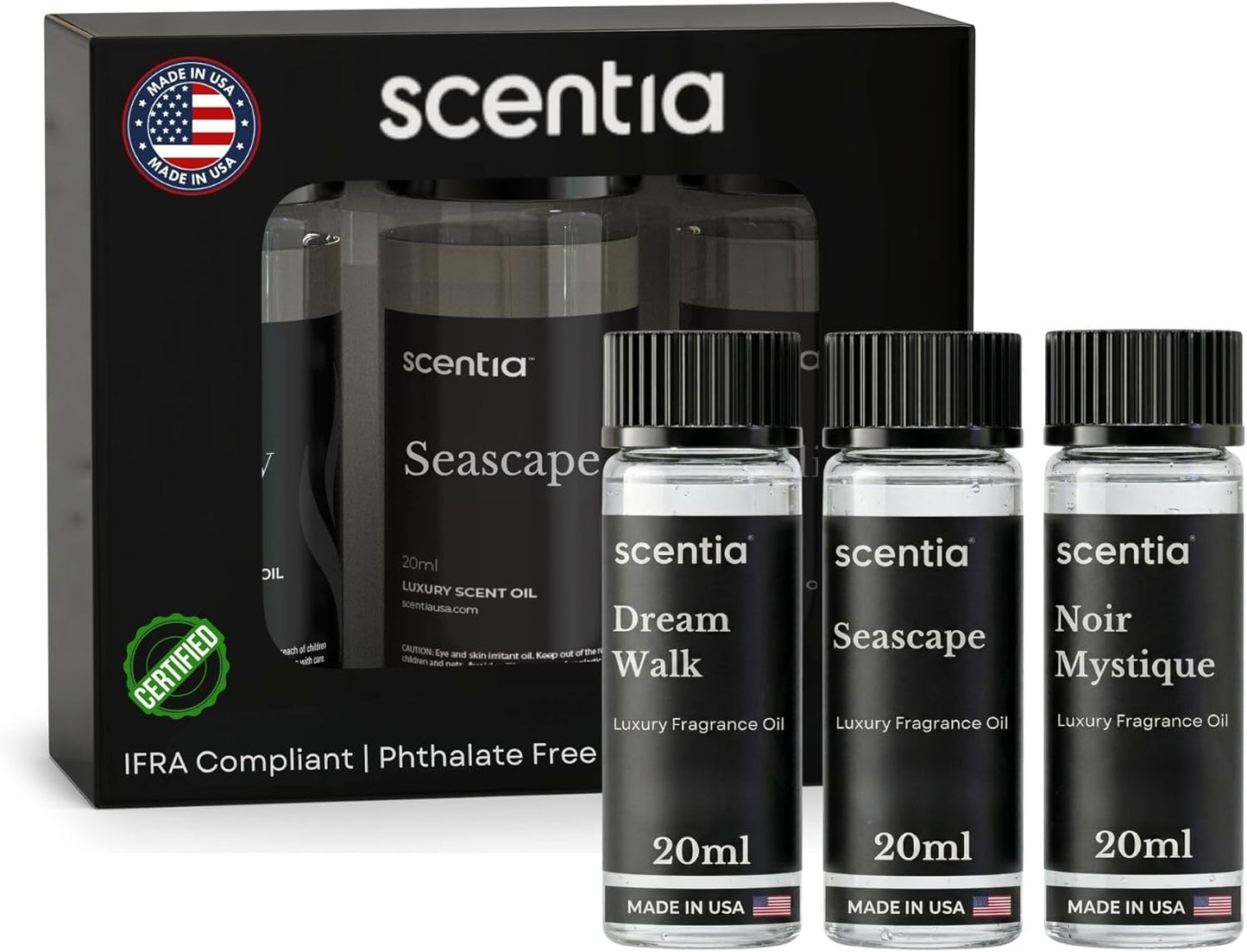 Scentia Luxury Fragrance Collection Diffuser Oils – 3×20 ml Aromatherapy Set | Premium Scents Inspired by 5-Star Destinations | Long Lasting Aroma, Gift-Ready Essential Oil Blend