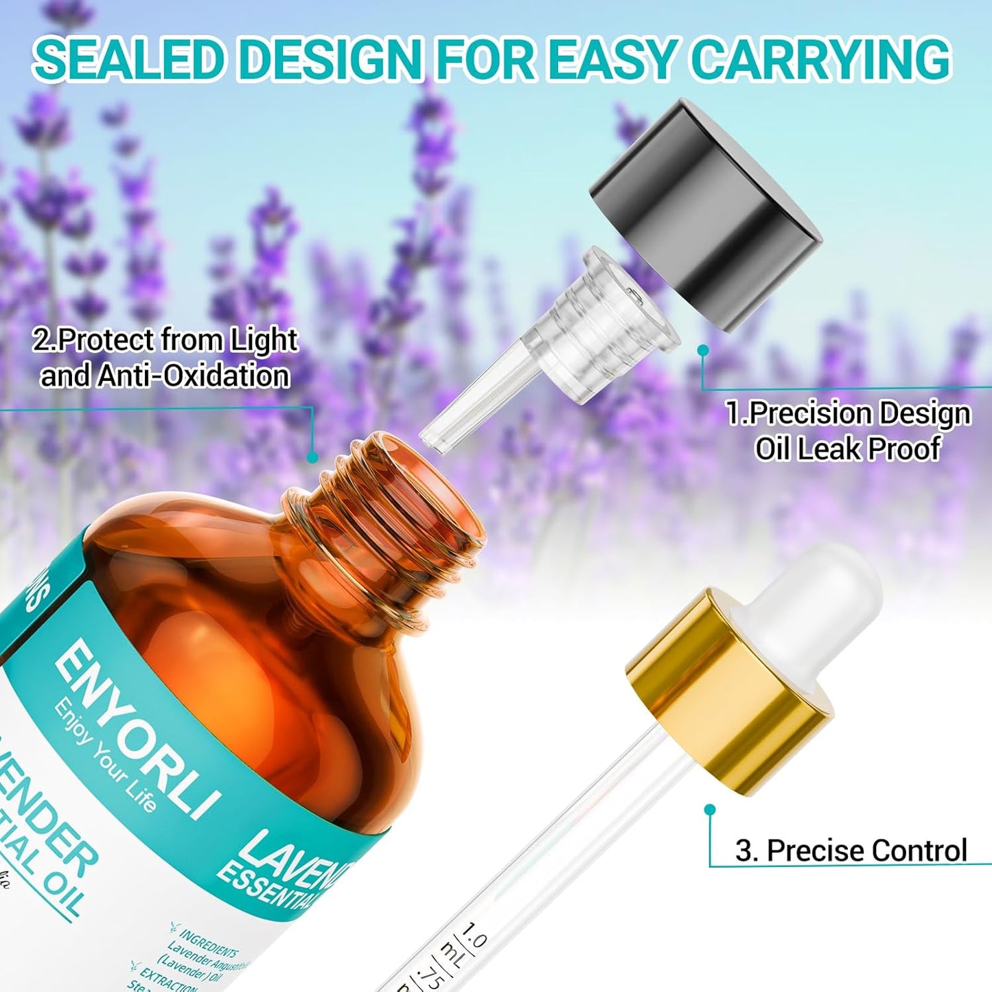 Lavender Essential Oil 3.38 fl oz (100ml), Lavender Oil for Home & Daily Use, for Women & Men, Suitable for Diffuser, Bath & DIY, Large Size for Long-Lasting & Versatile Use