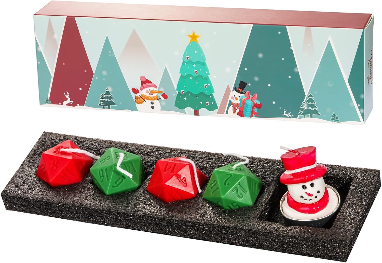 D20 Dice Candles Set, Box of 5 Piece, Long Burning Candles, DND Christmas Candle Gift Polyhedral Dice Candle with Gift Box for Home Decor, Christmas, as D&D Gifts