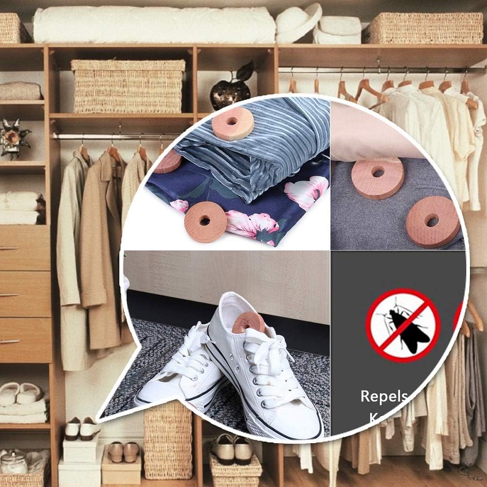 Cedar Blocks for Clothes Storage – 24 Pcs 100% Natural Cedar Rings | Wardrobe & Drawer Freshener for Closet Storage