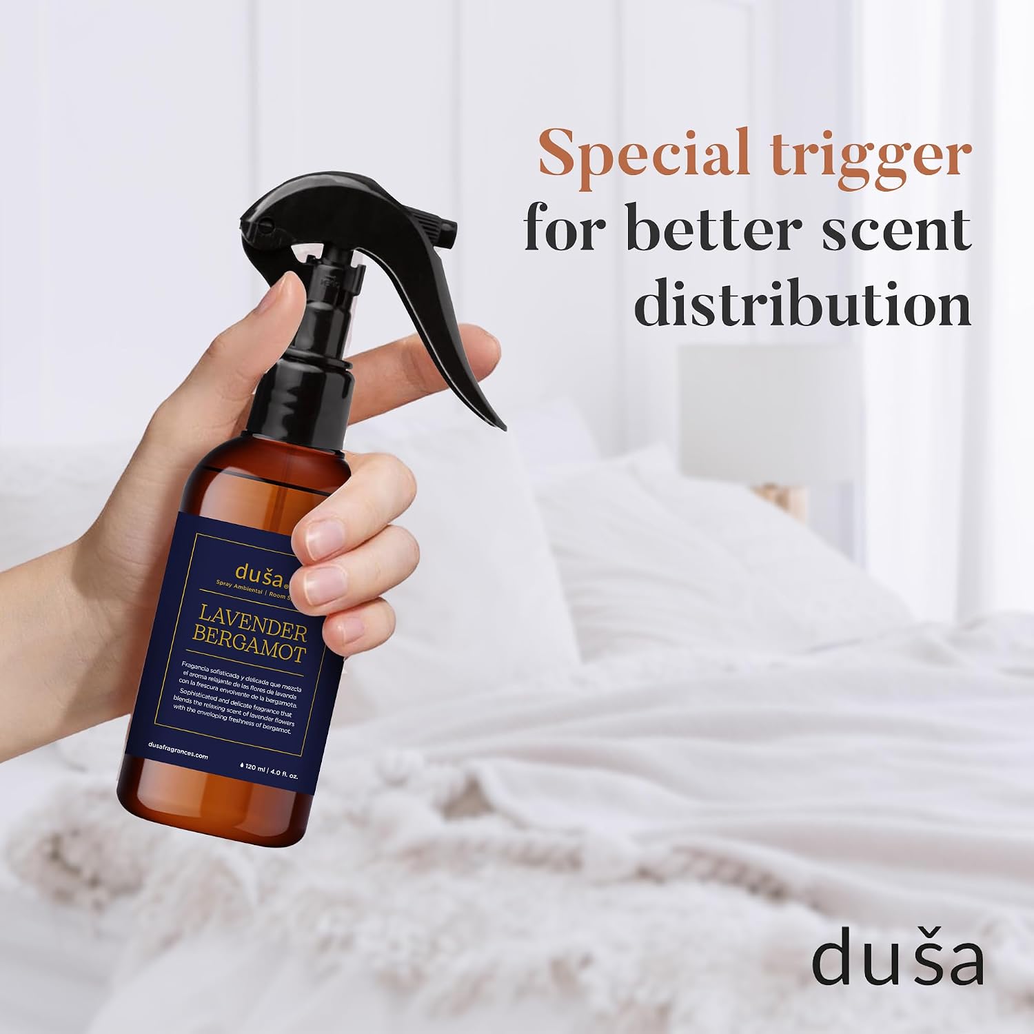 Dusa Lavender Sleep Mist – Calming Pillow & Room Spray with Essential Oils – Relaxing Aromatherapy for Deep Sleep – Fabric-Friendly & Odor Eliminating – 4 oz
