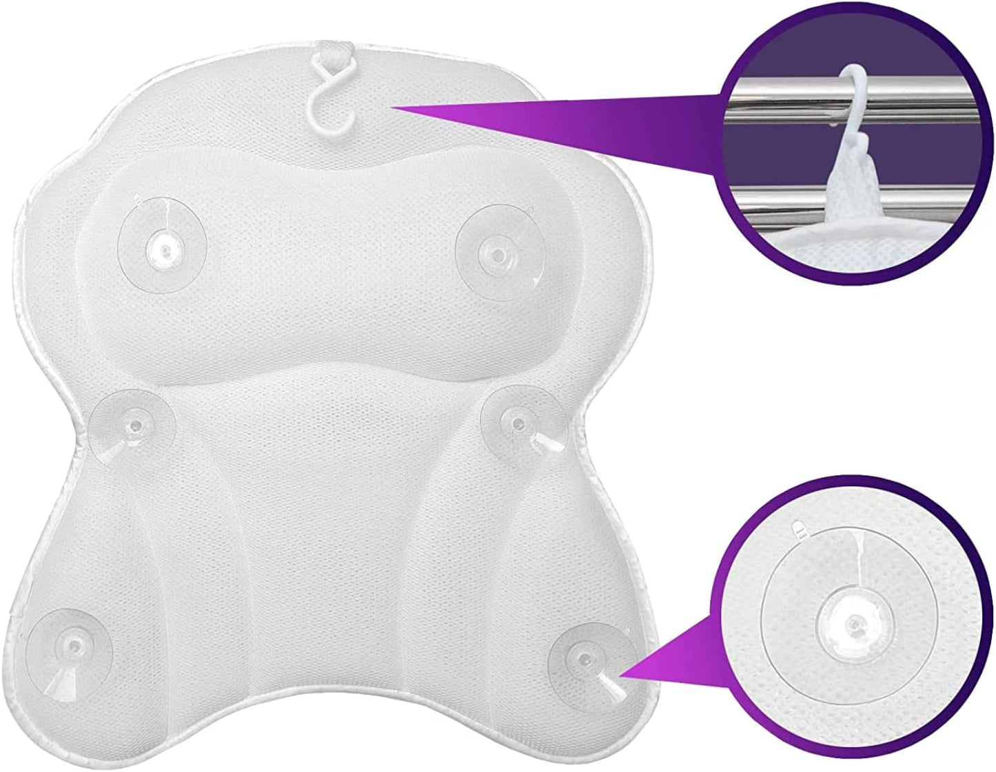 Luxury Ergonomic Bath Spa Tub Relax Pillow Cushion Headrest Neck Back Support