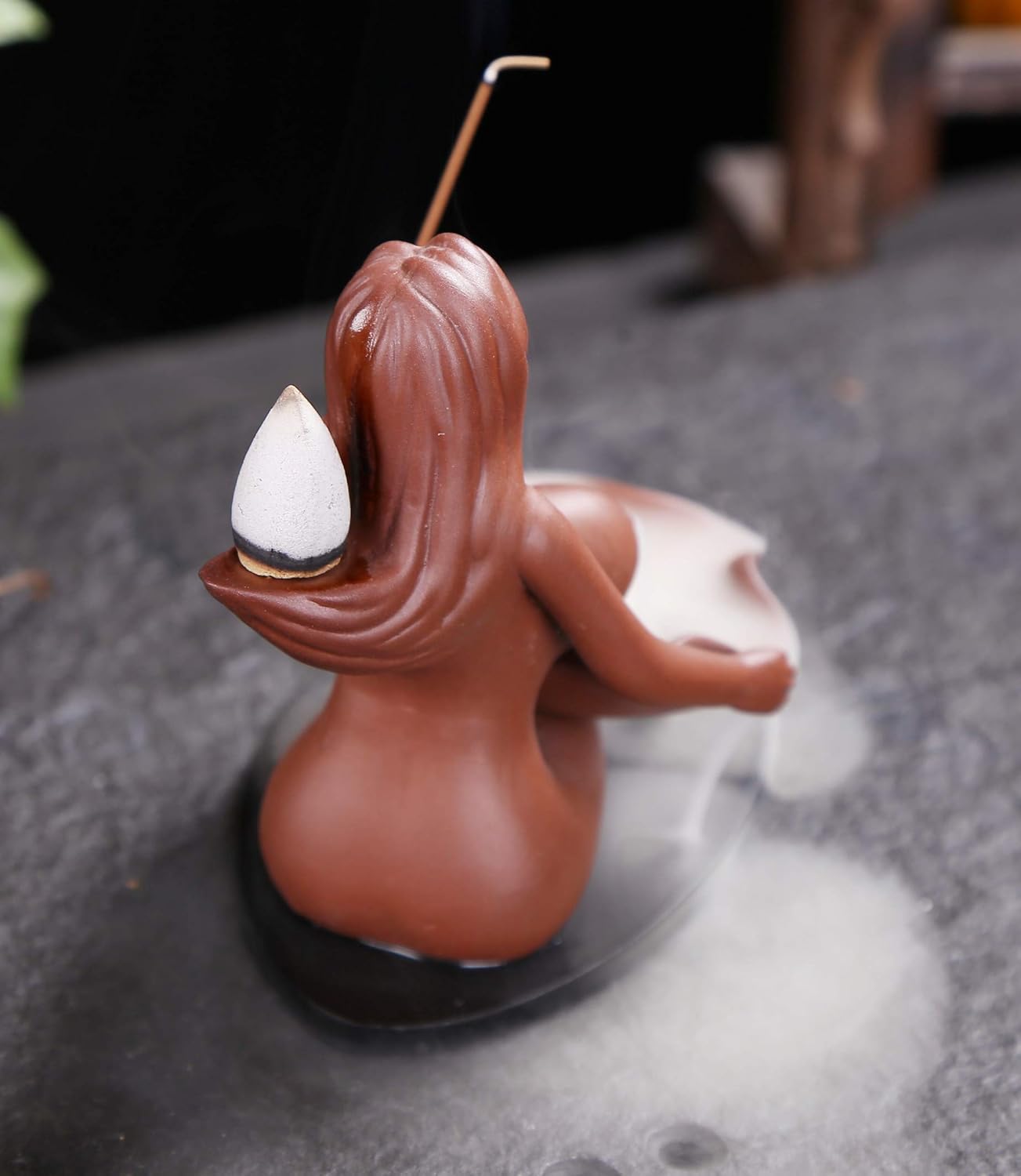 Sexy Lady Backflow Incense Burner Ceramic Incense Holder Smoke Cone Sticks Burner Ideal for Yoga Room Home Decoration Handicraft Gift