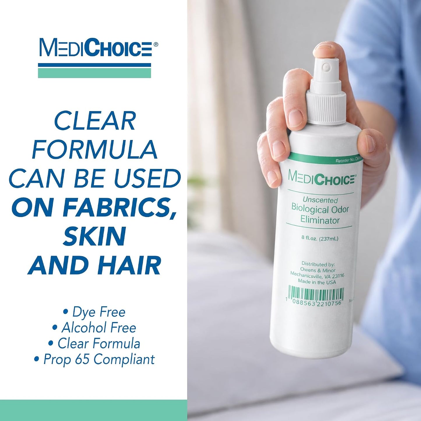 MediChoice Biological Odor Eliminator, Unscented, Pump Spray, 8 Oz, 1314OE8121 (Each of 1)