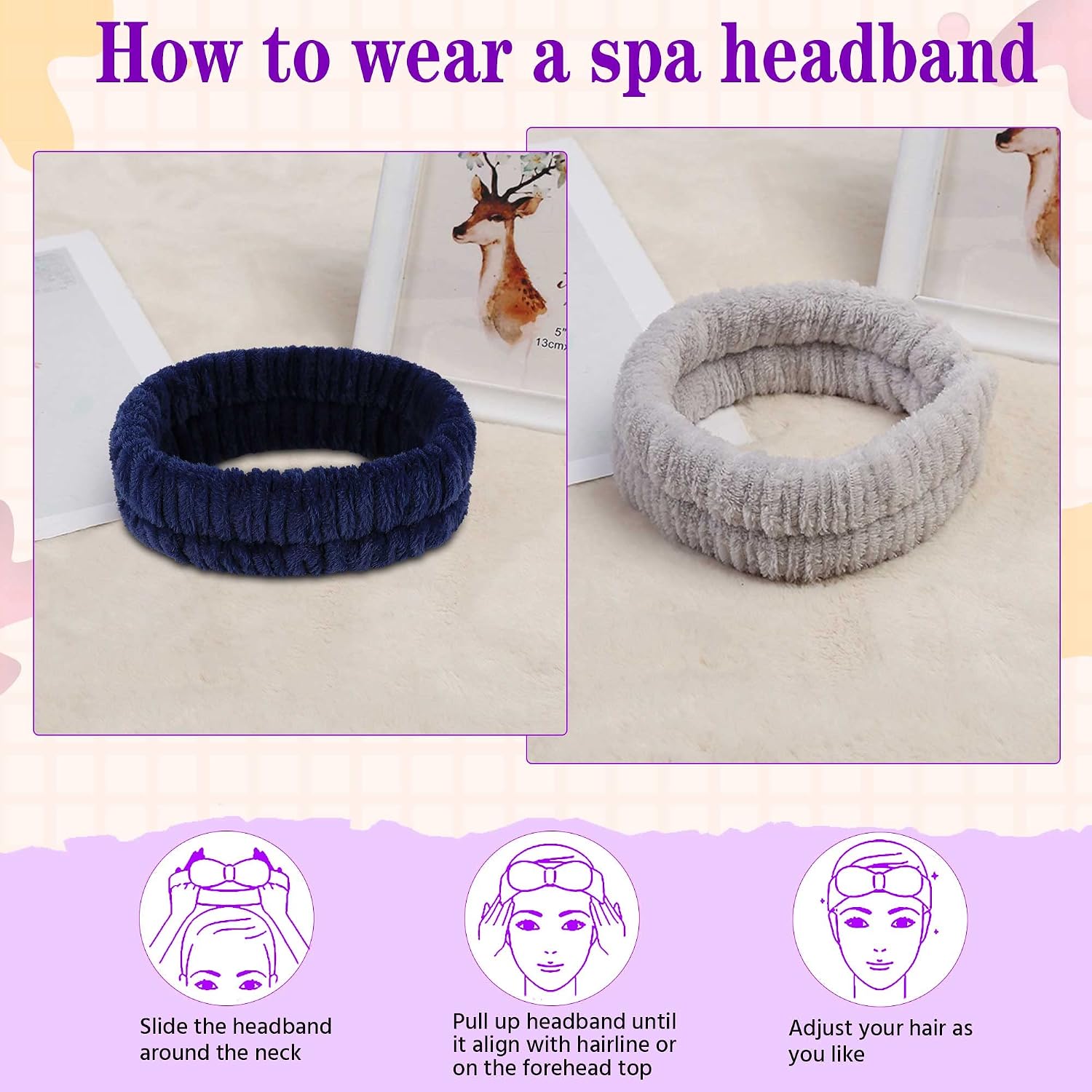 YGQQOY Spa Headband, Makeup Headband for Washing Face, Skincare Headbands for Girls Women, Soft Facial Makeup Head Band,Chrismas Gifts for Teens