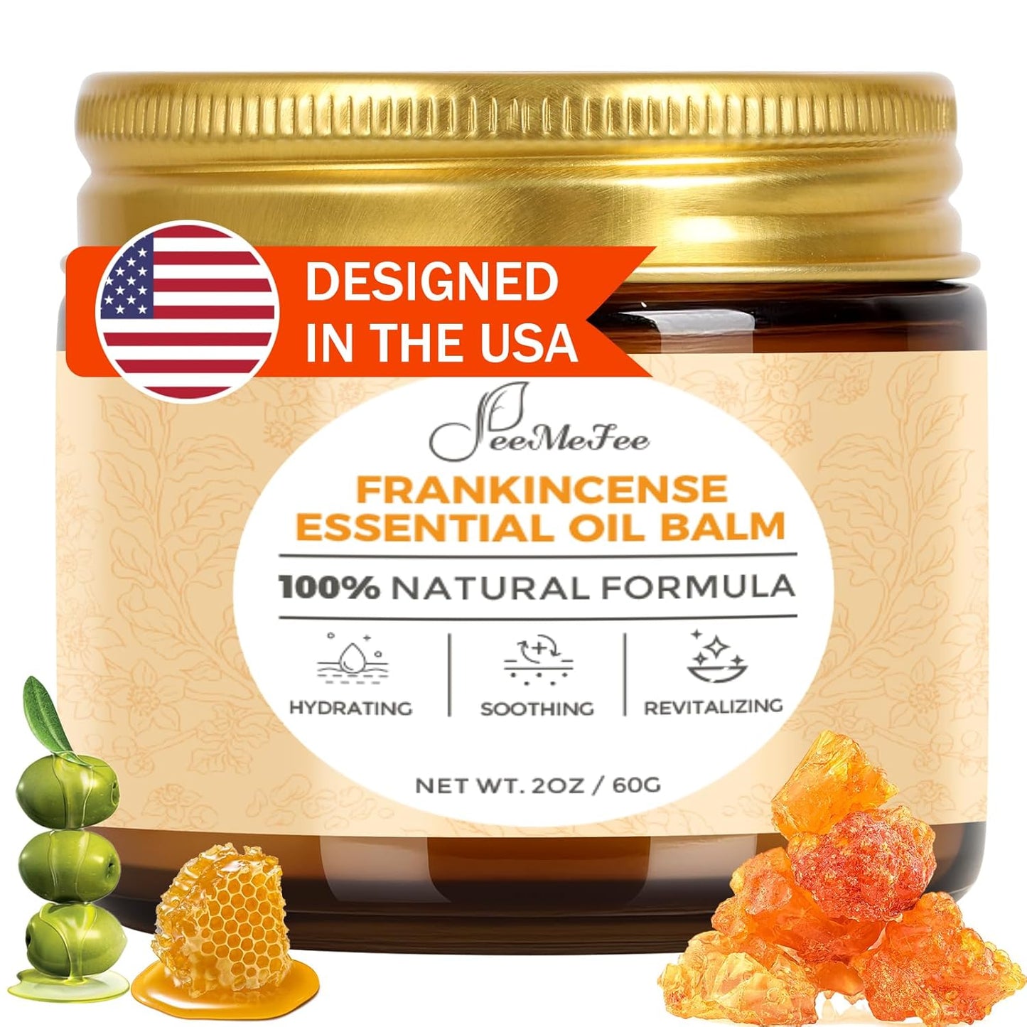 FeeMeFee Frankincense Balm 2oz, Frankincense Essential Oil with Myrrh for Soothing Relief, Muscle Relaxation, Boswellia Serrata, Olive Oil, Vitamin E, Moisturizer for Dry, Cracked Skin