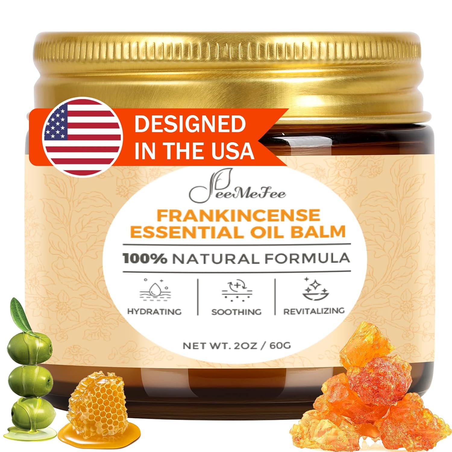 FeeMeFee Frankincense Balm 2oz, Frankincense Essential Oil with Myrrh for Soothing Relief, Muscle Relaxation, Boswellia Serrata, Olive Oil, Vitamin E, Moisturizer for Dry, Cracked Skin