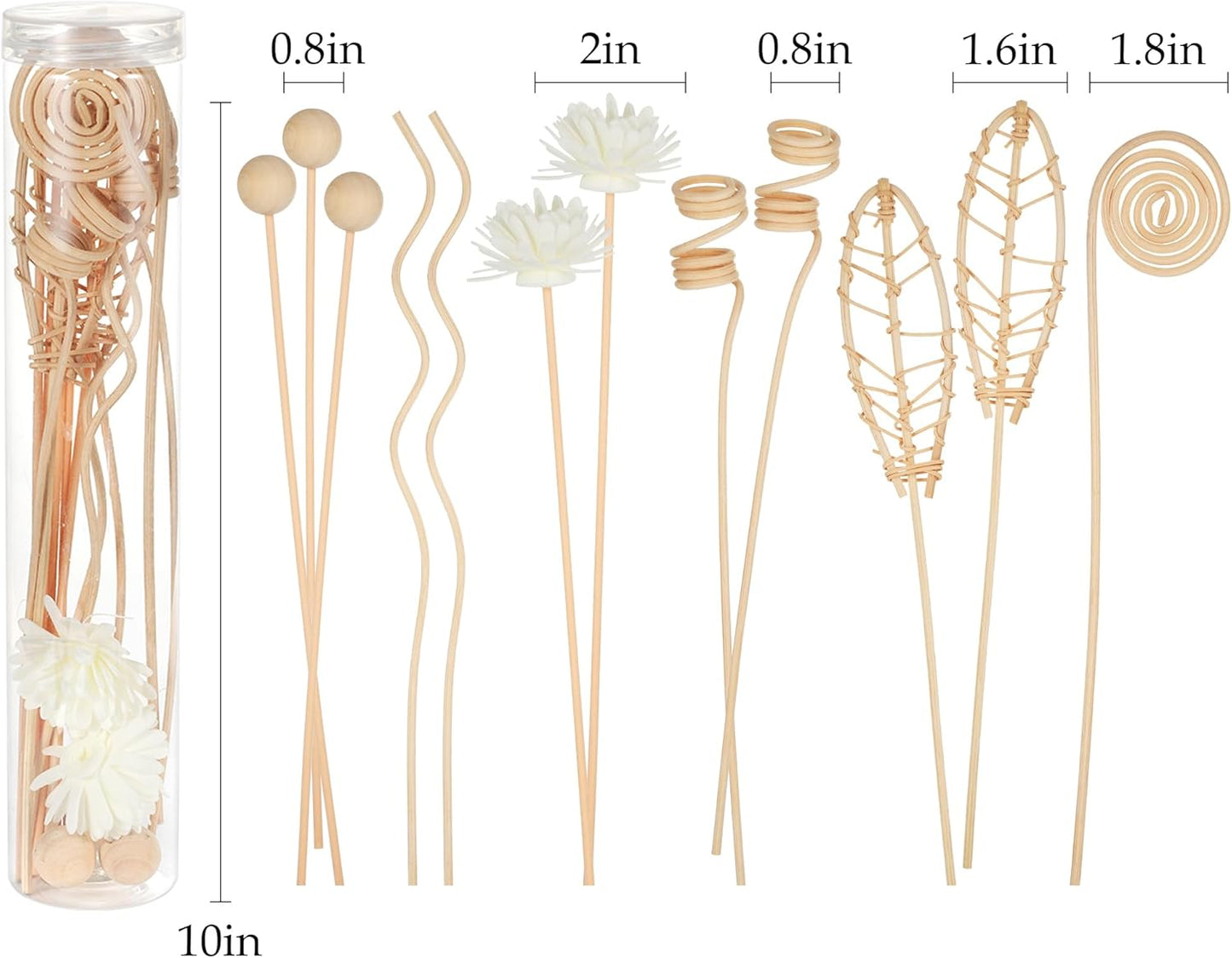 Reed Diffuser Stick,WUTAOBON 12Pcs 10Inch Natural Rattan Flower Reed Fragrance Diffuser Set, Fragrance Diffuser Replacement Rattan Sticks Home Decor (Primary Color)