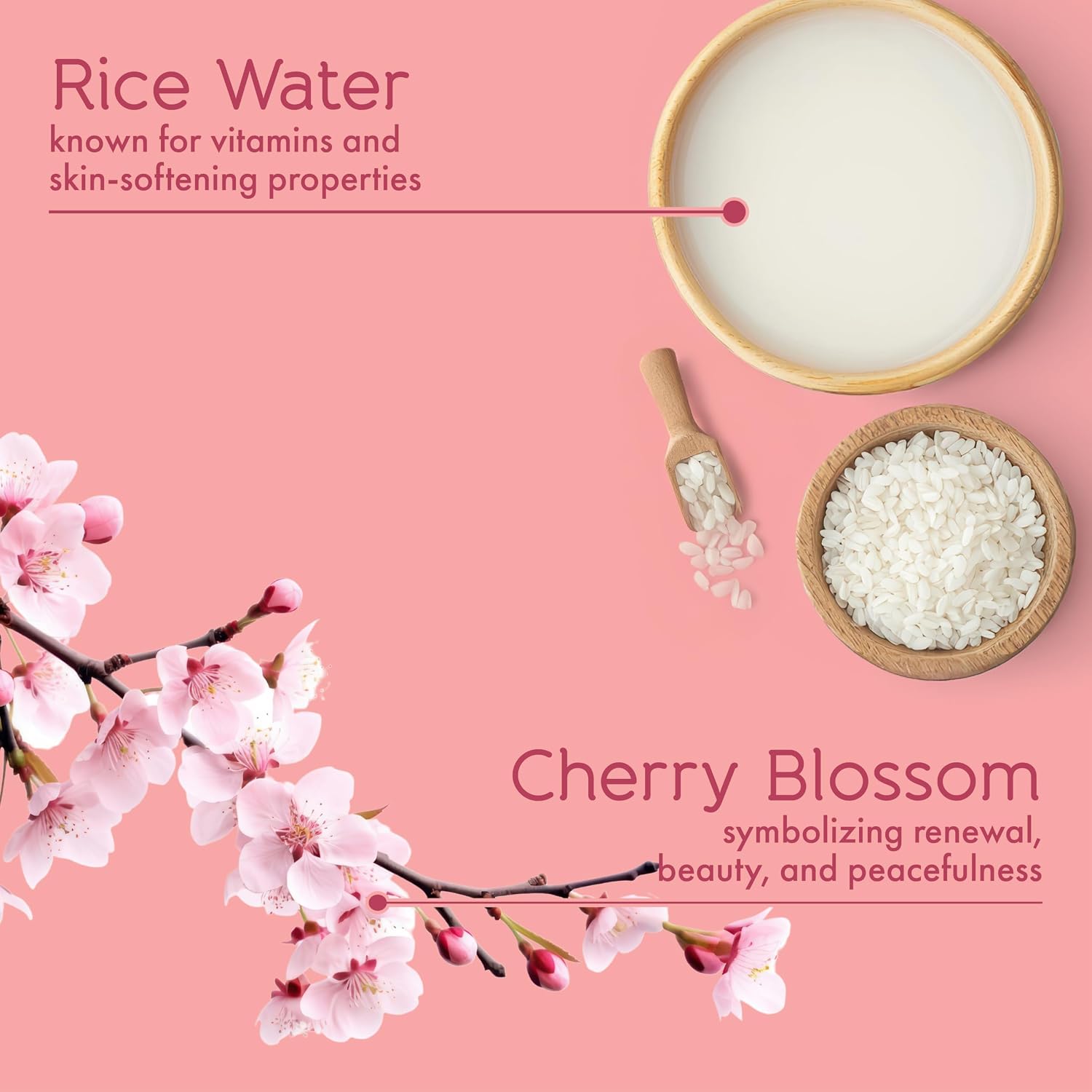Tesori d’Oriente Ikigai Body Wash & Bubble Bath, 17.5 fl oz, Cherry Blossom Scented, Gentle Hydrating Shower Gel with Rice Water & Vitamin-E, No Silicones, Parabens & Mineral Oil