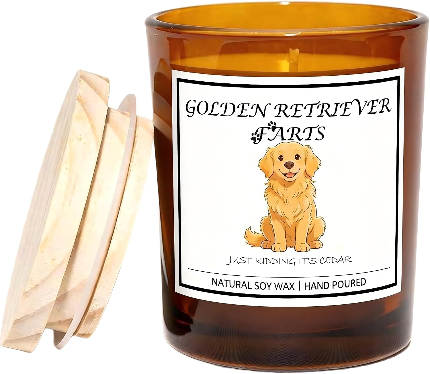 Golden Retriever Gifts for Women | Birthday Gifts for Mom | Light When Dog Farts Candle | Cedar By Natural Soy Wax | Pet Safe Friendly Memorial Candles for Home Scented Household Essentials