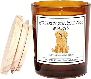 Golden Retriever Gifts for Women | Birthday Gifts for Mom | Light When Dog Farts Candle | Cedar By Natural Soy Wax | Pet Safe Friendly Memorial Candles for Home Scented Household Essentials